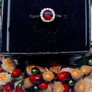 Garnet Halo Ring